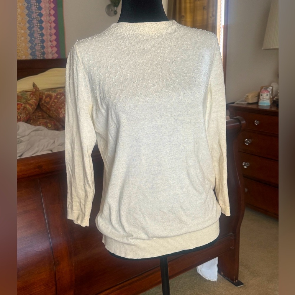 Cream beaded sweater. Talbots size medium.